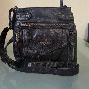 Angel Kiss Dark Brown Embossed Crossbody Bag